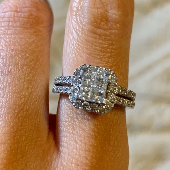 Vintage princess cut diamond cocktail ring sz 5